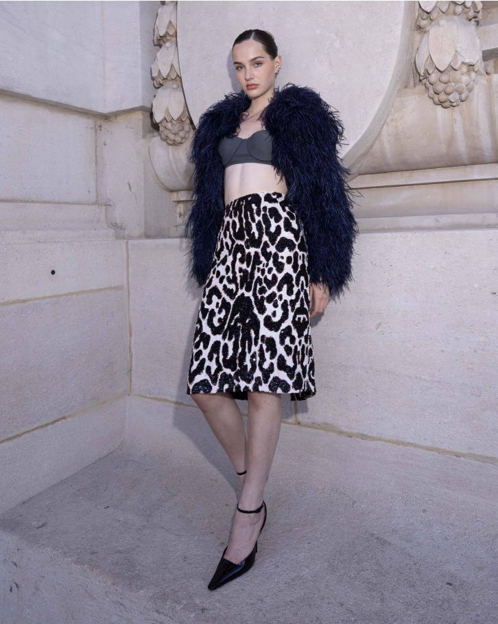 Sahara Black and White Animal Print Skirt