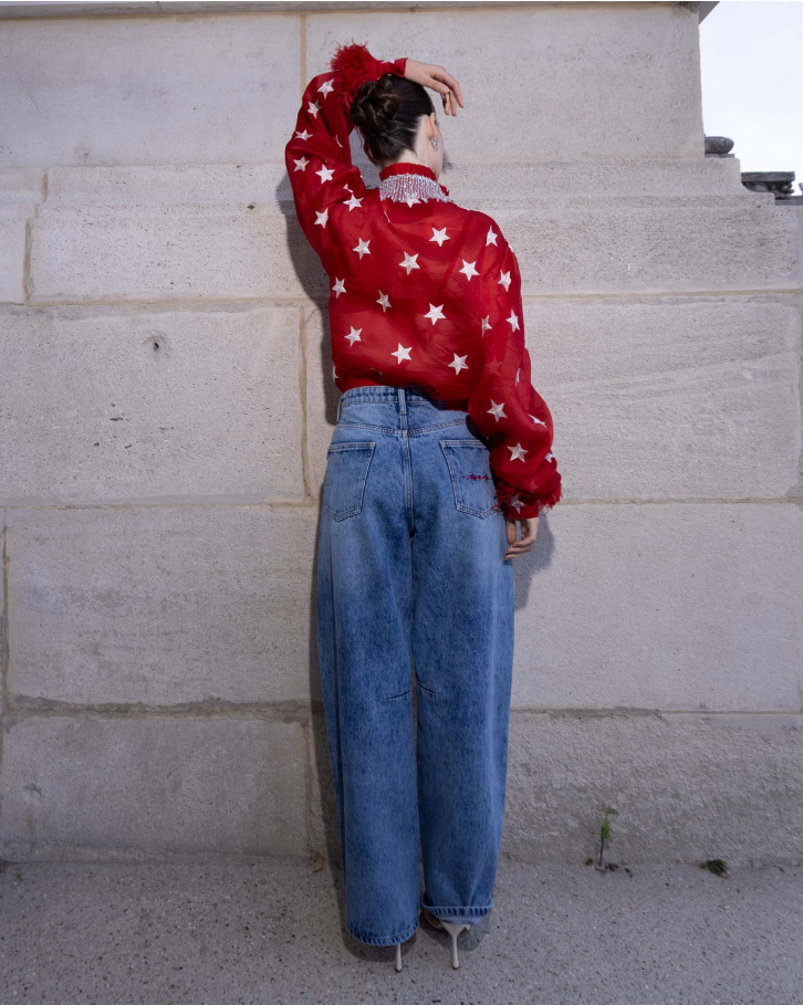 Zuri Red Embroidered Blouse