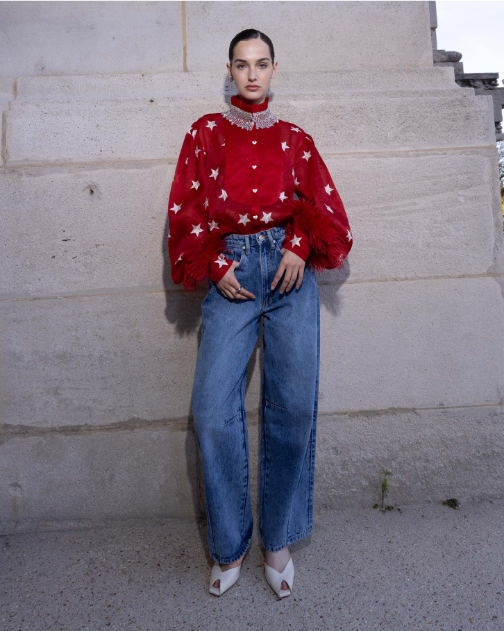 Zuri Red Embroidered Blouse