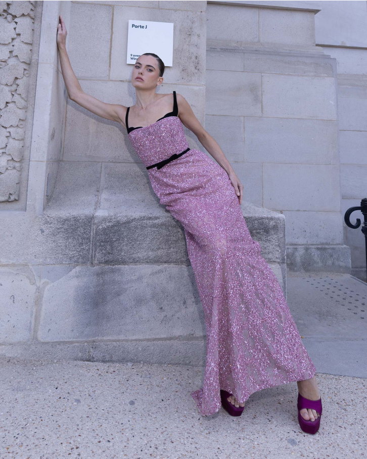 Nathalia Pink Embellished Gown