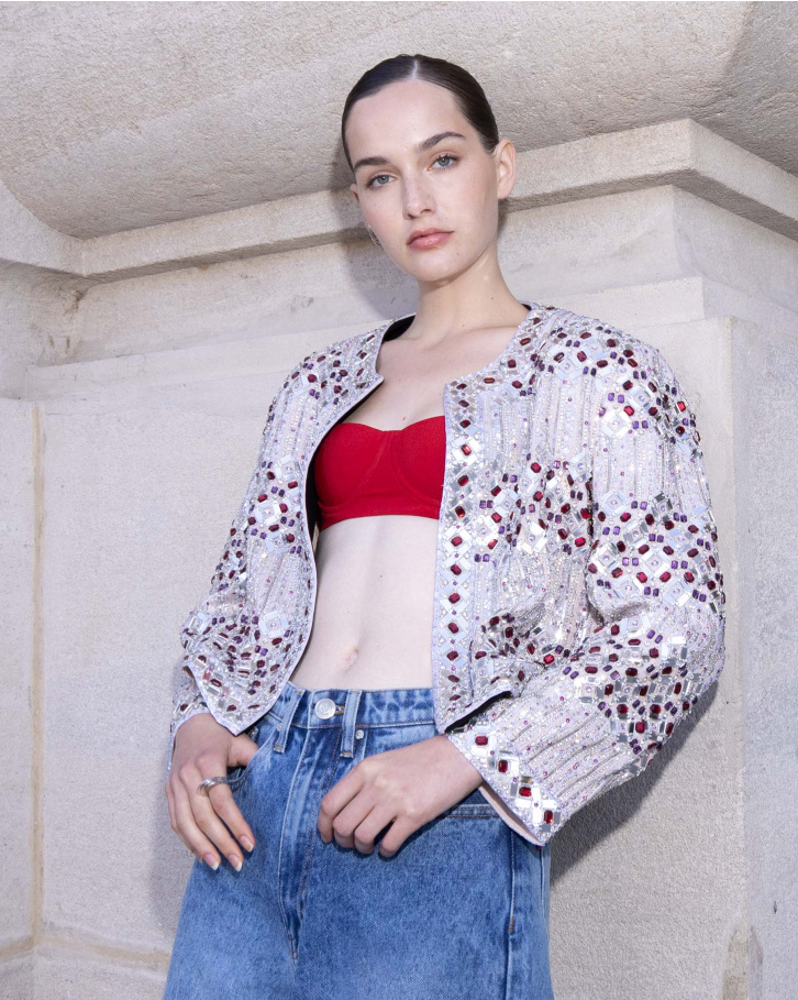 Valerie Silver Embellished Jacket