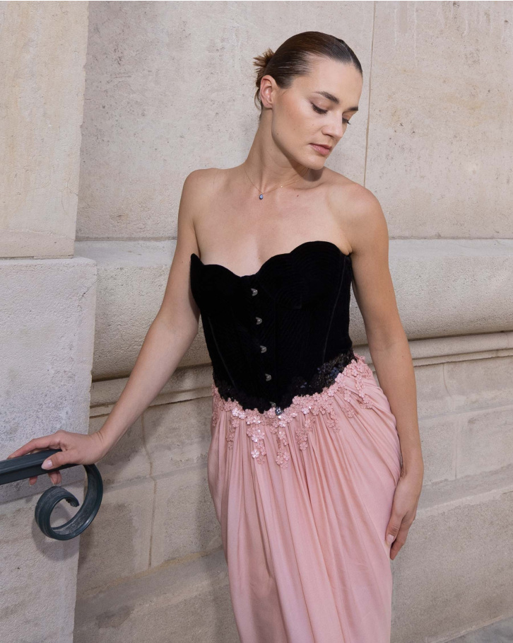 Soren Peachy Embellished Gown