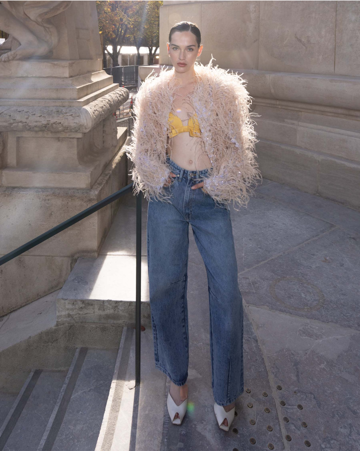 Giselle Beige and Silver Embellished Jacket
