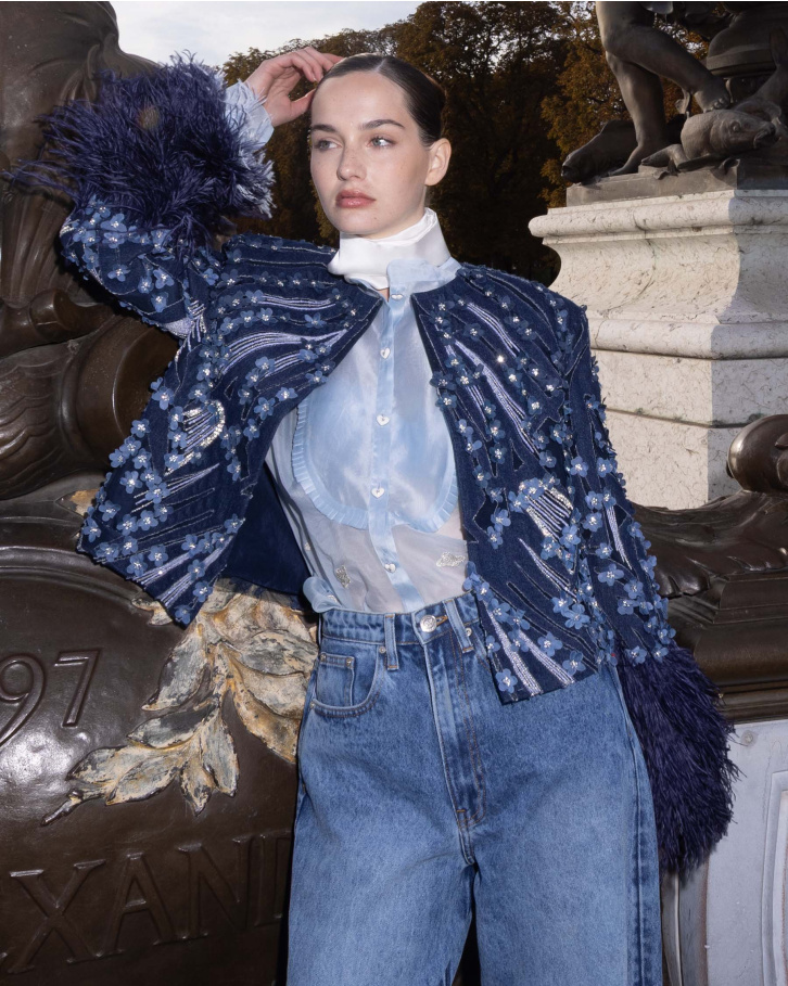 Navy Blue Embellished Jacket