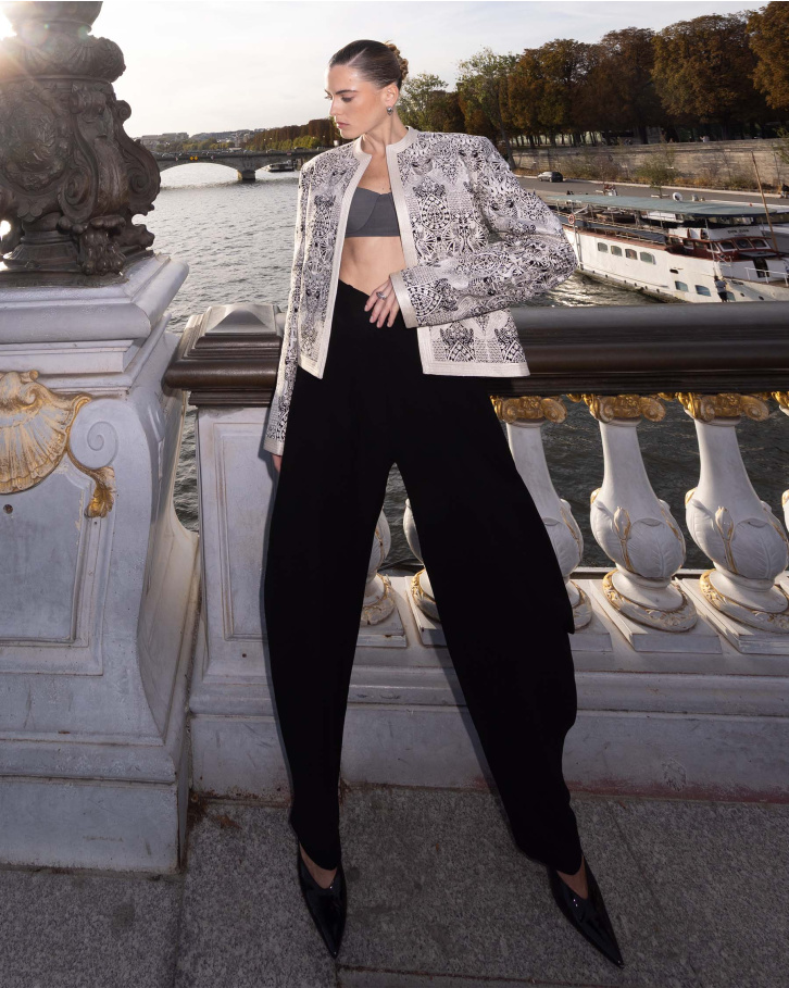 Eclipse Ivory and Black Embroidered Jacket