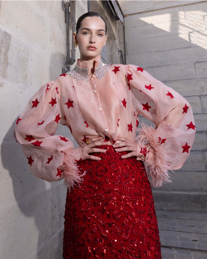 Roux, Aurora red Embellished Skirt