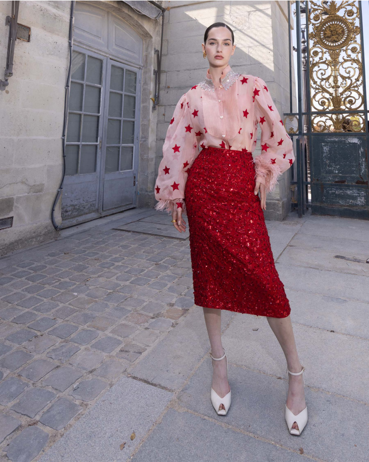 Roux, Aurora red Embellished Skirt