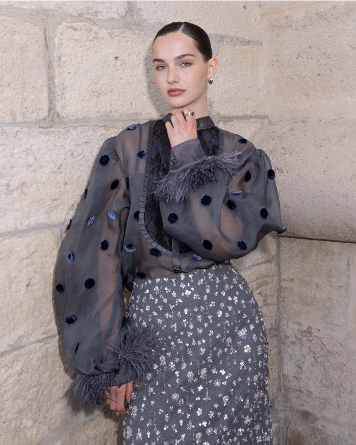 Cinere, Cashmere grey Embellished Skirt