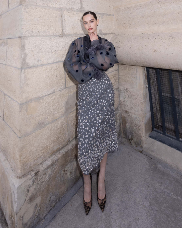 Cinere, Cashmere grey Embellished Skirt