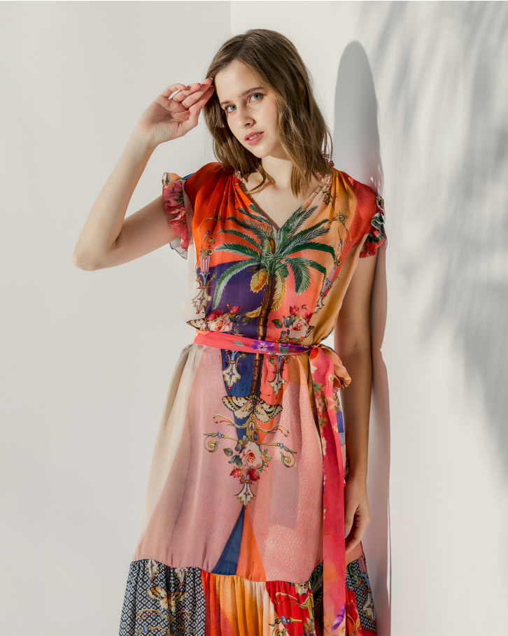 Tropical Mirage Tie-Up dress