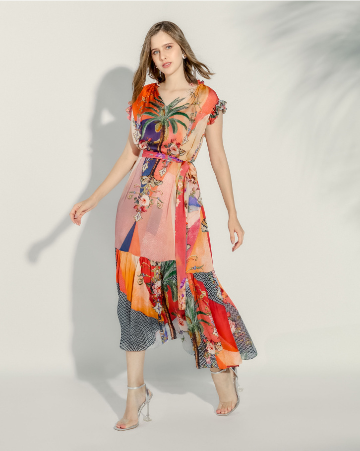 Tropical Mirage Tie-Up dress