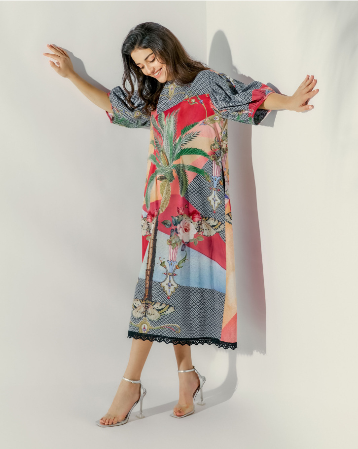 Tropical Mirage relaxed midi dress