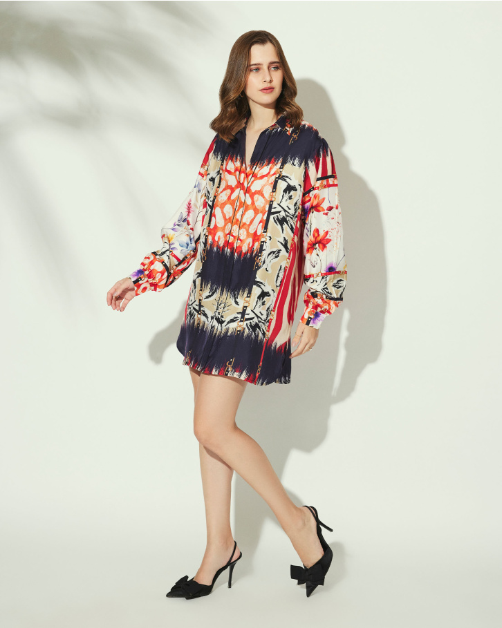 Tangerine Bloom short dress