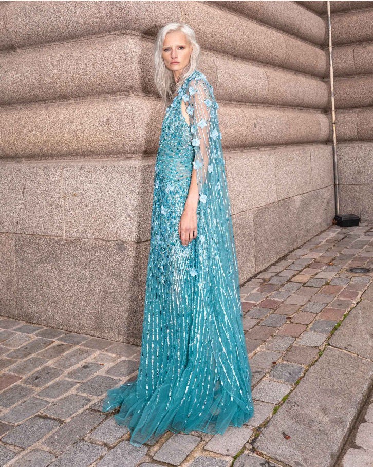 Shop Zalea Turquoise Embroidered Long Dress Shop Zalea Turquoise Embroidered Long Dress