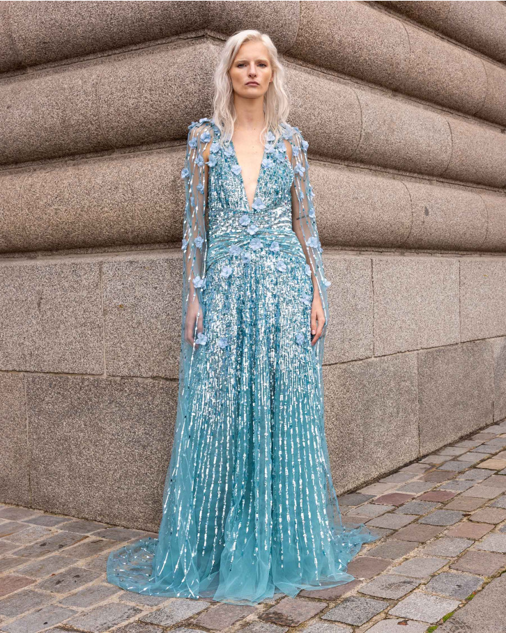 Shop Zalea Turquoise Embroidered Long Dress Online In India