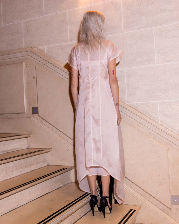 Fiorella, Rose-pink Asymmetrical Long Dress