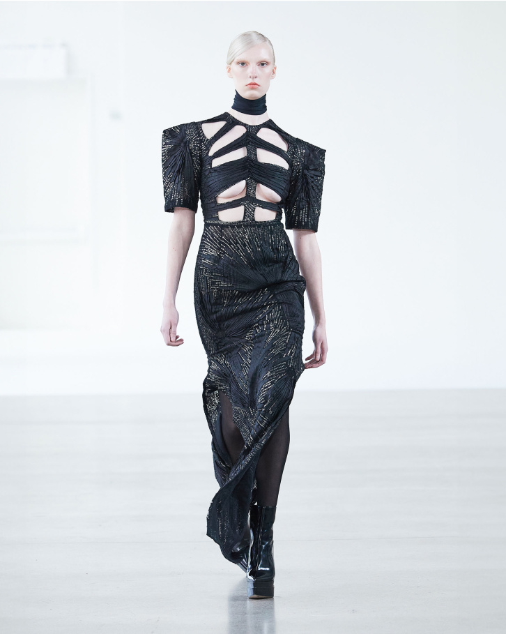 Black cut-out embellished dress