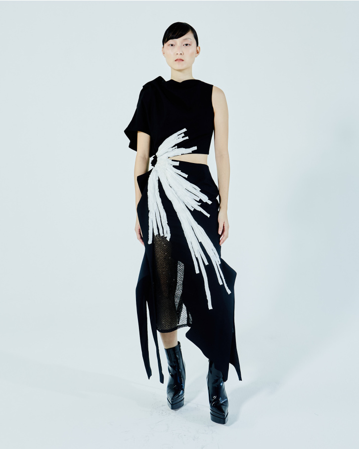 Black and off-white long dress