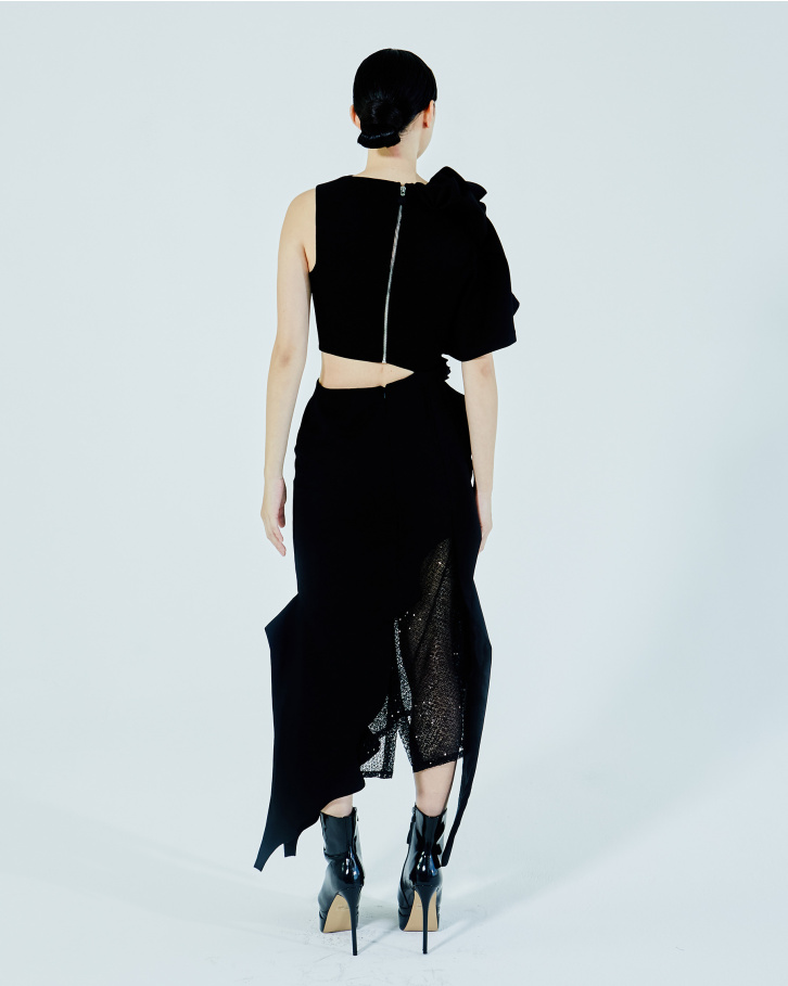 Black and off-white long dress
