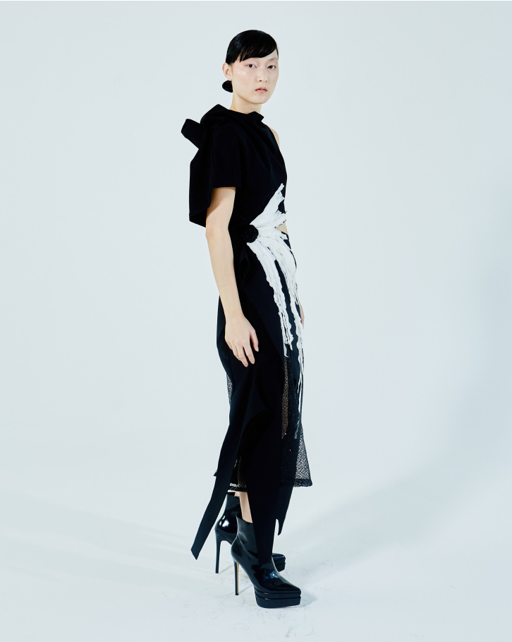 Black and off-white long dress