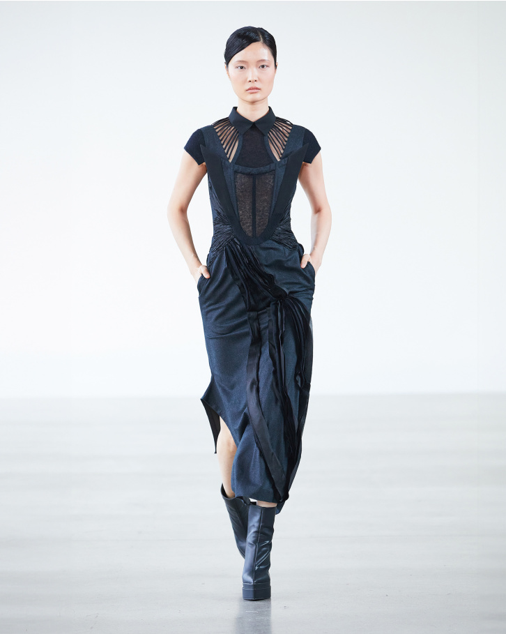 Dark grey long cut-out dress