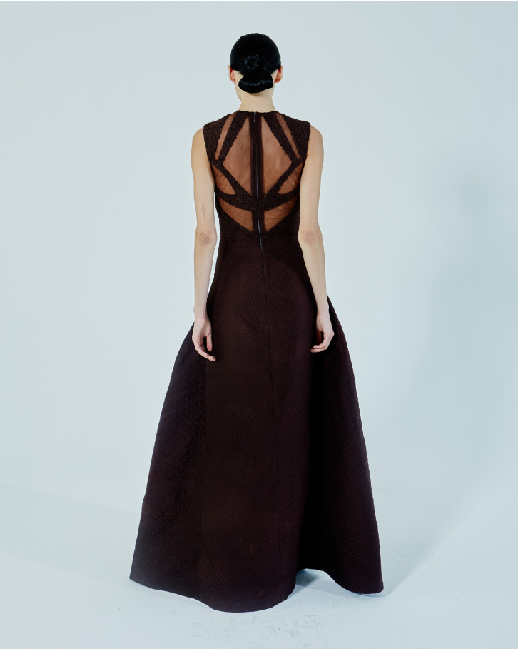 Mocha brown long cut-out dress 