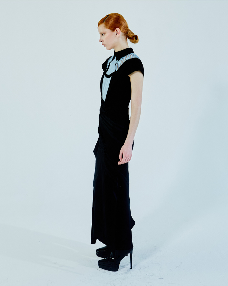 Black and powder blue long dress