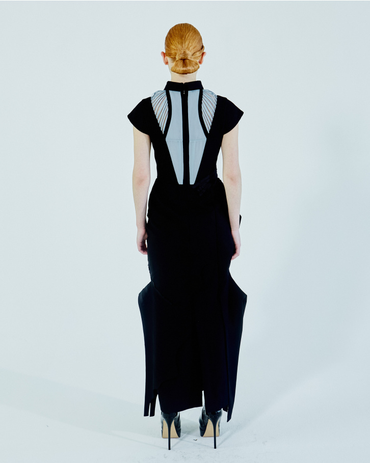 Black and powder blue long dress
