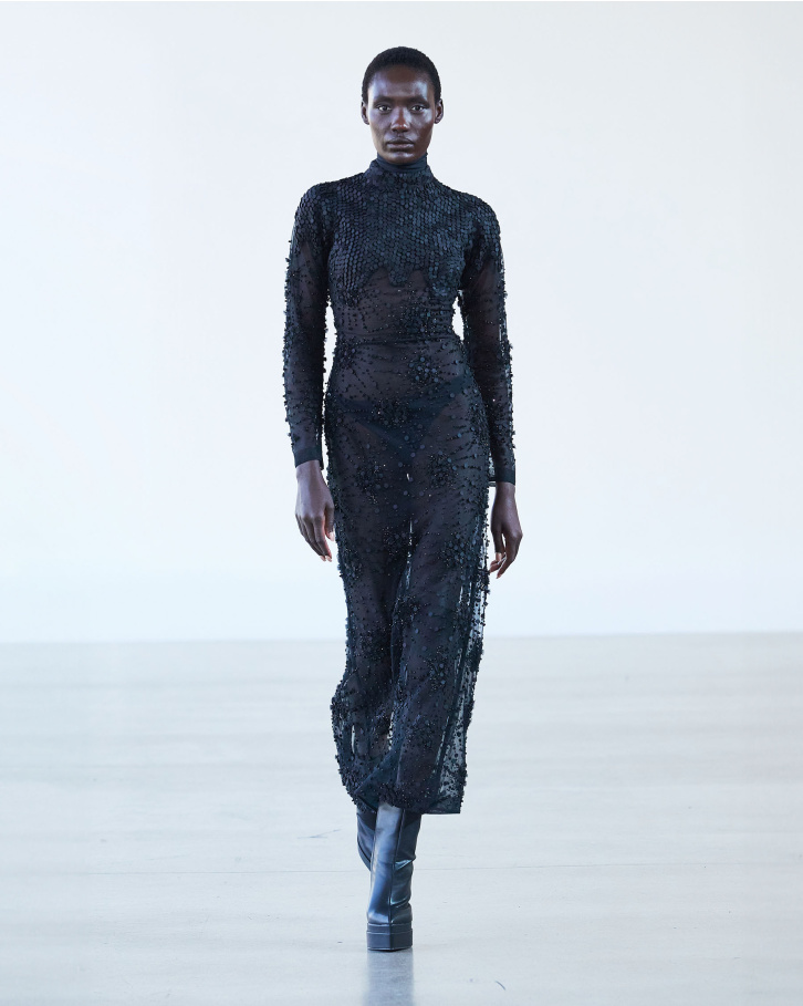 Black sheer long dress