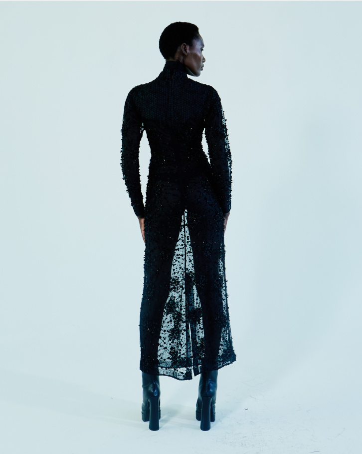 Black sheer long dress