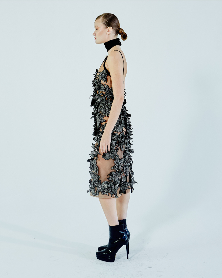 Gunmetal sheer slip dress