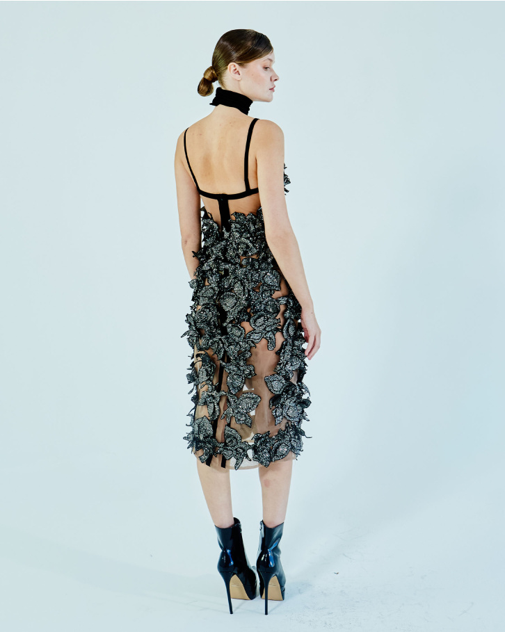 Gunmetal sheer slip dress