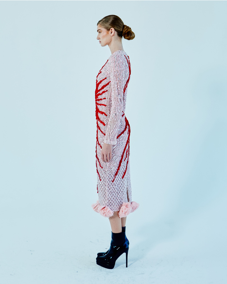 Rose quartz pink midi dress