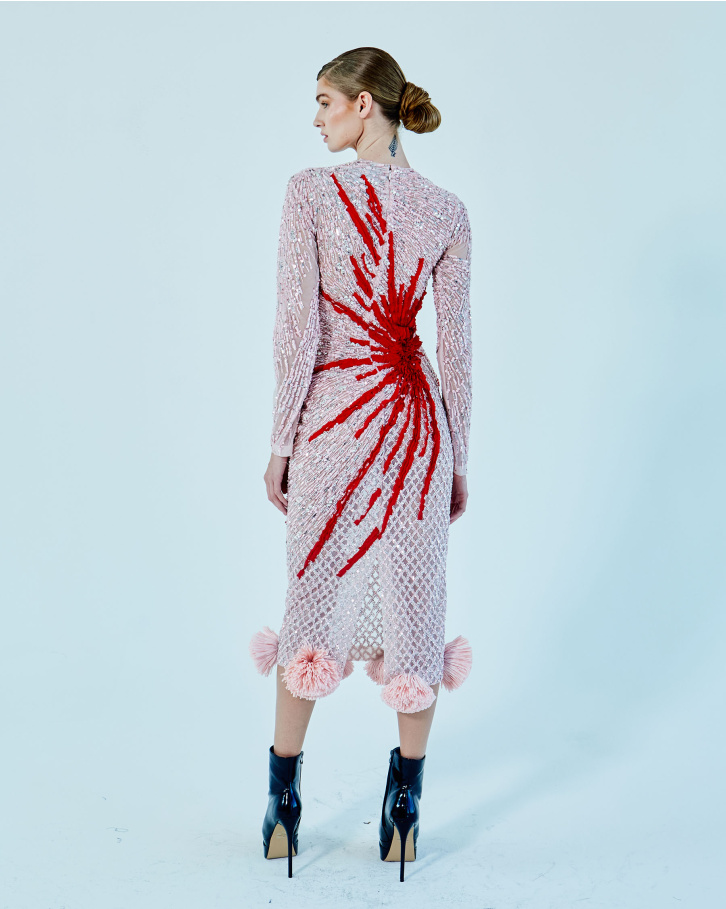 Rose quartz pink midi dress