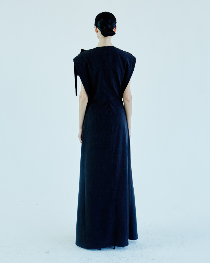 Dark grey zipper cutout long dress