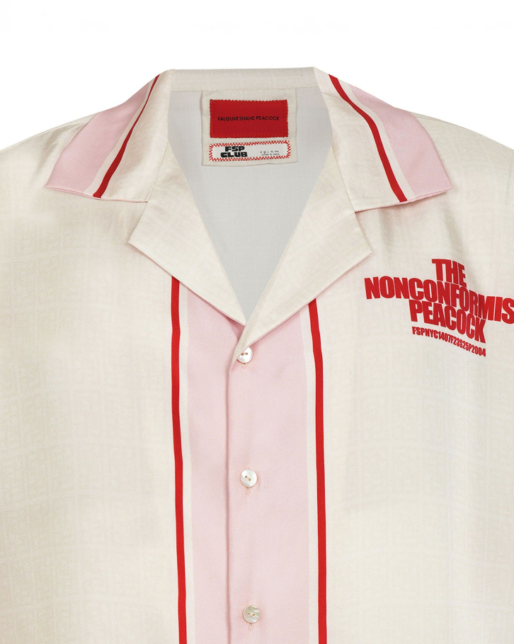 Ivory-based, 'The Non-conformist Peacock' shirt