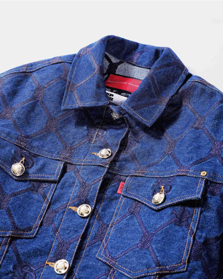 Quilt textured denim jacket