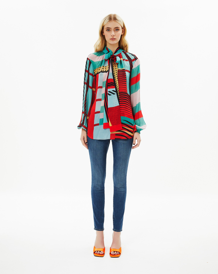 Geometric tie-up Blouse