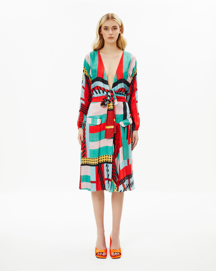 Geometric Plunged Dress