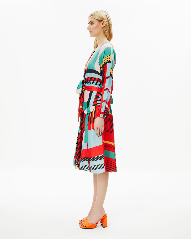 Geometric Plunged Dress