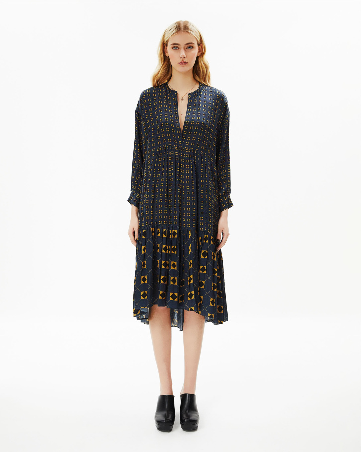 French Navy Blue Midi Dress