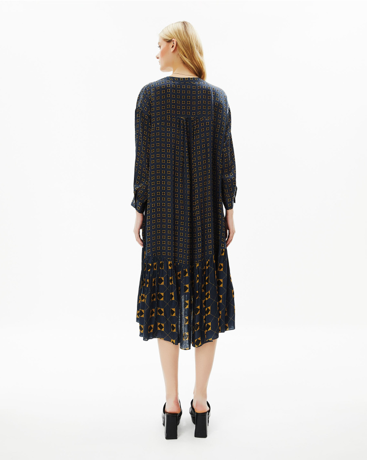 French Navy Blue Midi Dress