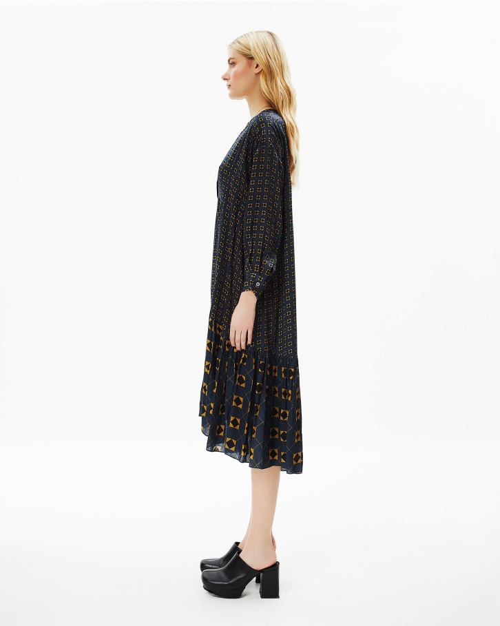 French Navy Blue Midi Dress