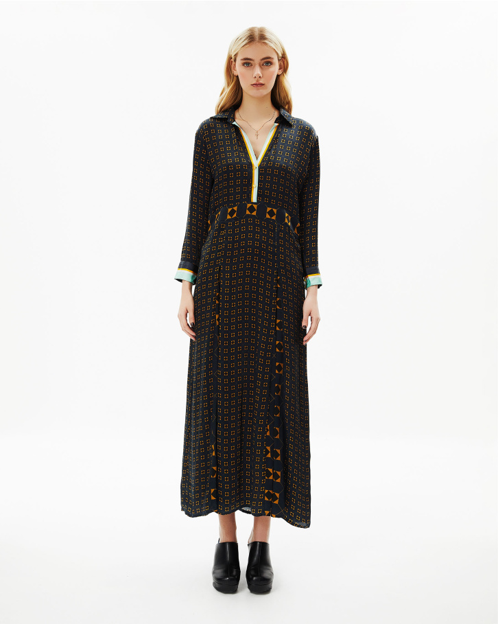 French Navy Blue Long Dress