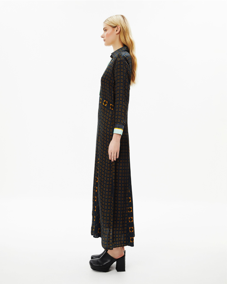 French Navy Blue Long Dress