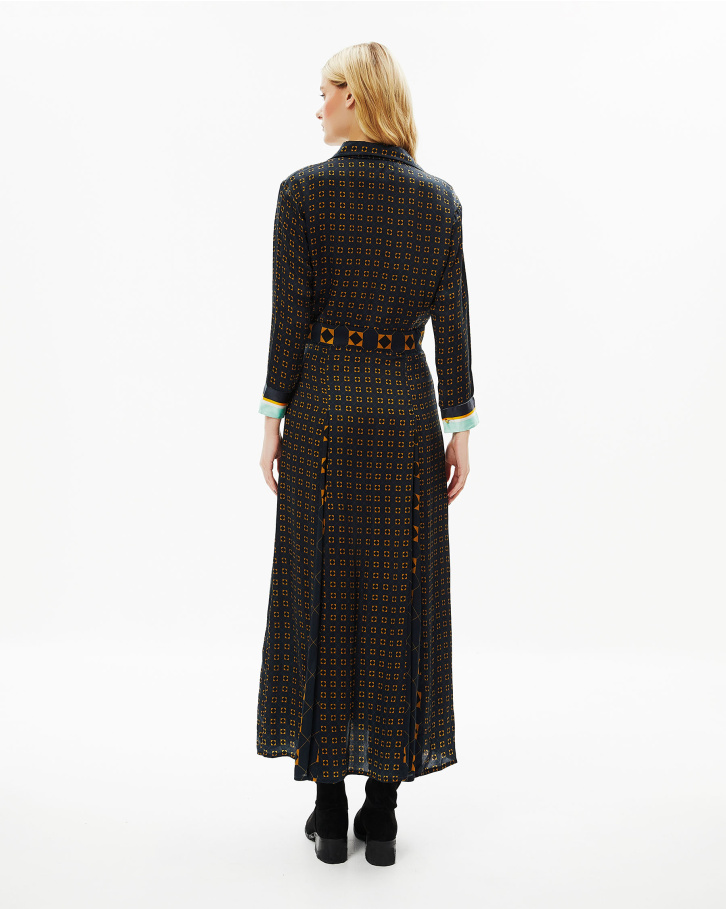 French Navy Blue Long Dress