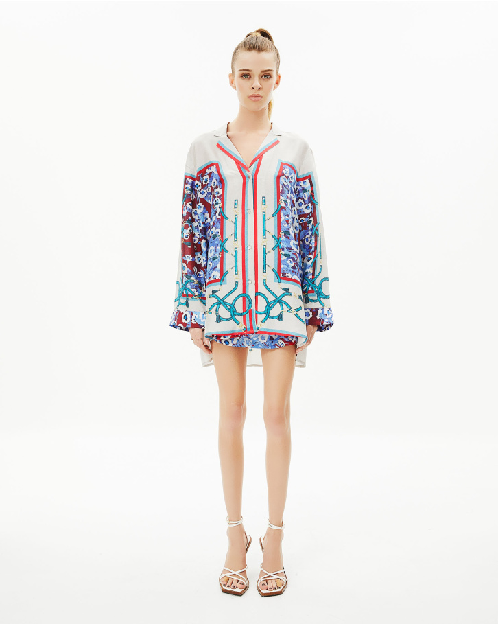 Blue Bloom boxy shirt