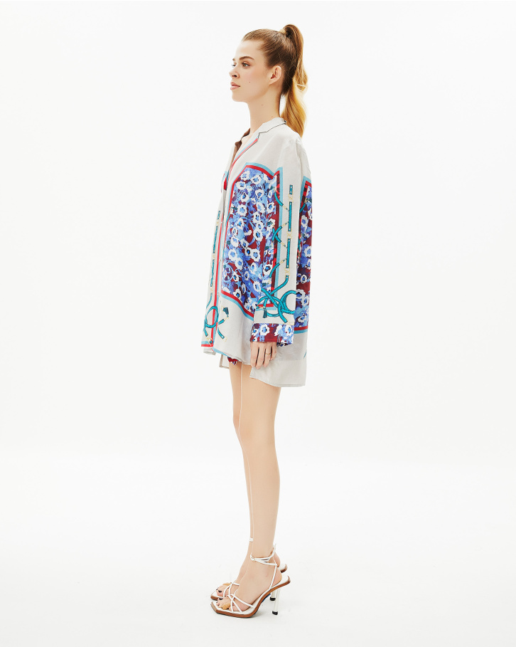 Blue Bloom boxy shirt