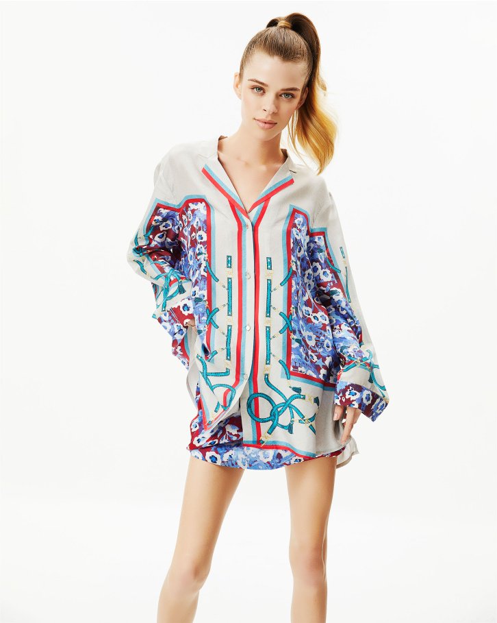 Blue Bloom boxy shirt