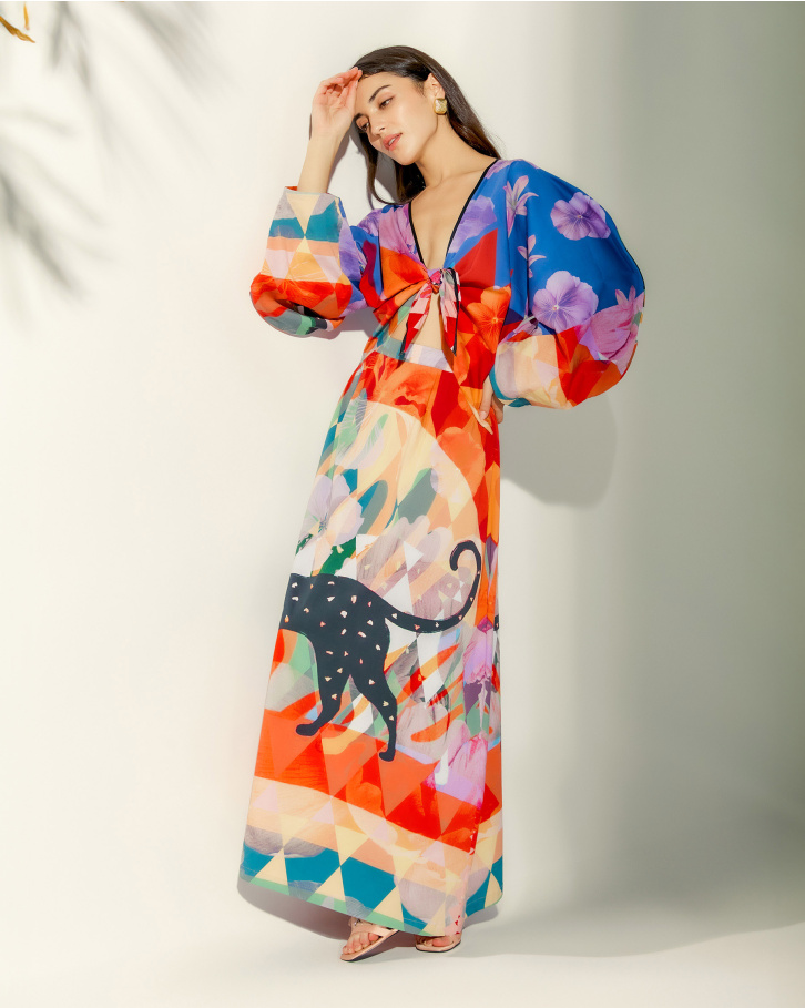 Feline Beauty knotted Maxi dress